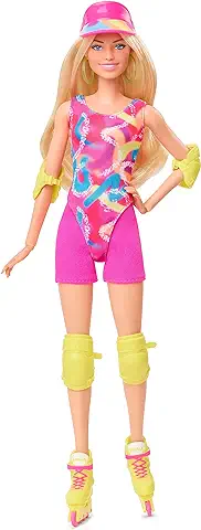 Barbie THE MOVIE, Margot Robbie como Barbie, Look Patinadora Muñeca con ropa Neón y Patines, HRB04  