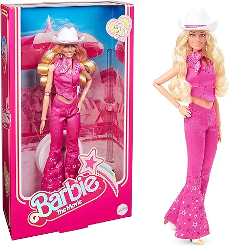 Barbie The Movie - Margot Robbie como Barbie Muñeca Signature Coleccionable de la Película Look Vaquero Rosa, Juguete de Colección, Regalo +3 Años (Mattel HPK00)  
