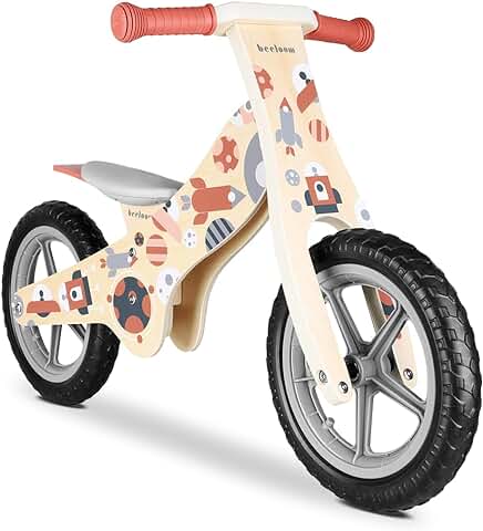 Beeloom - Bicicleta sin Pedales de Madera, COSMO BIKE, Correpasillos Equilibrio Aprendizaje, Diseño Espacio Unisex, Sillín Regulable, Niños 2 Años  