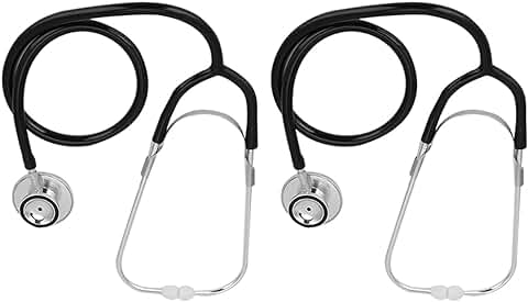 BORDSTRACT 2 Juegos de Estetoscopio de Doble Cabeza, Estetoscopio Profesional para Cardiología y Veterinaria, Utensilios de Enfermería, Herramienta de Cuidado Corporal(Negro)  