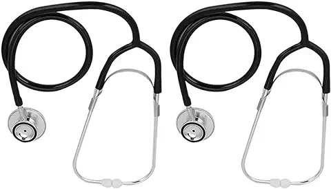 BORDSTRACT 2 Juegos de Estetoscopio de Doble Cabeza, Estetoscopio Profesional para Cardiología y Veterinaria, Utensilios de Enfermería, Herramienta de Cuidado Corporal(Negro)  