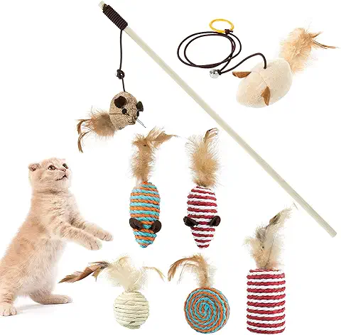 Comius Sharp 8 Piezas Juguete Interactivo para Gatos Kitty, Juguetes Interactivo Ratón y Bolas Varias Mascota Gato Captura Juguetes De Entrenamiento para Gatos Domésticos y Gato Mascota (A)  