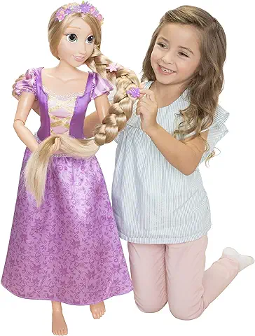 Disney Princesas Amiga Rapunzel de 80 cm con Hasta 11 Puntos de Articulación – La Muñeca Viste su Clásico Vestido de la Película y su Largo y Precioso Peinado – Juguete Niña 3 Años +  