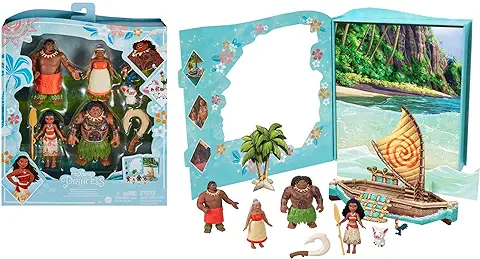 Disney Princess Minis Libro de Cuentos Vaiana Pack de Figuras de la Película, Juguete +3 Años (Mattel HPG71)  