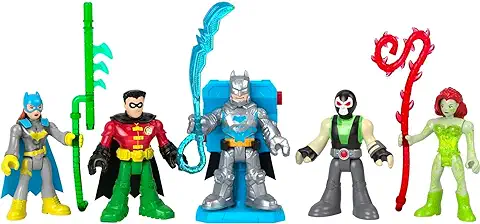 Fisher-Price Imaginext DC Super Friends Pack Power Reveal 4 Figuras con Lanzador de Proyectiles con luz Ultravioleta, Juguete +3 Años (Mattel HGX97)  