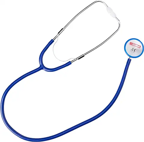 GIMA, Fonendoscopio Tradicional de Aluminio, Ligero, con arco de Latón y goma Quitafrío, tubo Azul, 32562 GIMA, Fonendoscopio Tradicional de Aluminio, Ligero, con arco de Latón y goma Quitafrío, tubo Azul, 32562