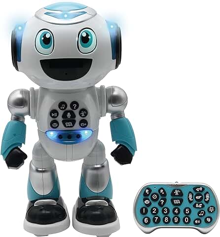 LEXIBOOK Powerman Advance-Robot de Control Remoto, Juguete Interactivo Niños, Camina, Baila, Toca Música, Hace y Cuenta Historias, Concursos Educativos, Stem Programable  