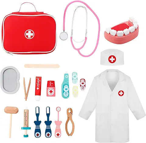 Maletin Medicos Juguete,con Real Estetoscopio Juguete,Disfraz Medico NiñO,Kit Medico Infantil,Termómetro,Gran Juguete de Regalo para Juegos de rol de Médico para Niños de 3, 4 y 5 Años  