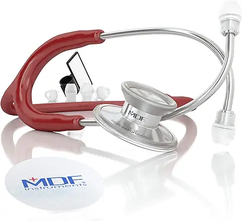 MDF® Instruments MDF747XP-17 Acoustica® Deluxe, Estetoscopio Ligero de Doble Cabeza - Garantía-de-por-vida & Programa-piezas-gratuitas-de-por-vida (Borgoña)  