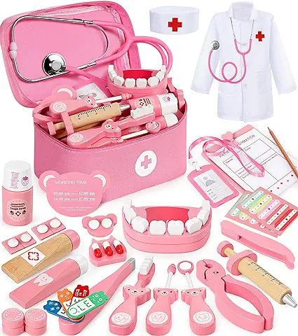 Ophy Maletin Medicos Juguete, Doctora Juguetes para Niña Niños 3+ Años, Doctora Juguete con Estetoscopio Realista Accesorios, Dentista Doctora Disfraz Kit EfficientGrip  