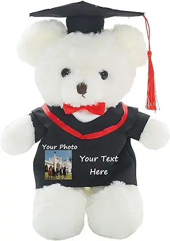 Osito de Peluche de oso de Graduación Personalizado, Animales de Peluche Personalizados con Foto, Texto, Nombre o Logotipo de la Escuela en la Camisa, Regalos de Graduación para Ella, él, Universidad  