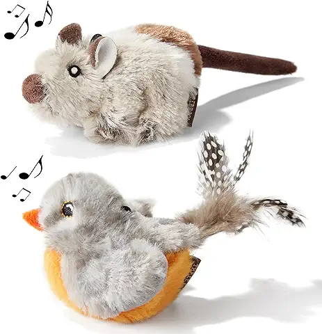 Pawsayes Juguetes Interactivos Simulación de Conejos Pájaros y Ratones Juguetes para Gatos Juegos y Ejercicios en la Cubierta Juego de Composición de Pájaros y Ratones  