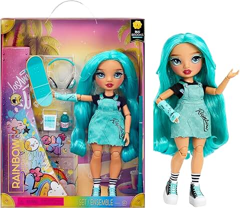 Rainbow High Fashion Doll - BLU Brooks - Muñeca Azul con Conjunto de Moda - Muñeca con Escayola y más de 10 Accesorios de Colores para Jugar - Ideal para Niños de 4 a 12 Años y Coleccionistas  