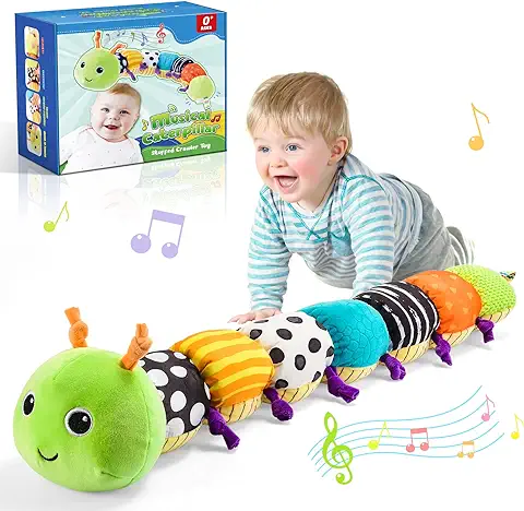 Toyzey Juguetes Bebes 0-6 Meses, Regalos para Bebé 0-6 Meses Juguete Montessori Bebé 0-6 Meses Peluche Musical Oruga Bebé Regalo para Recién Nacido 0-6 Meses Juguete Sensorial 0-6 Meses para Bebé  