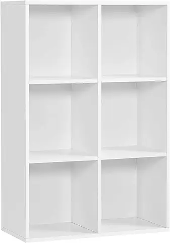 VASAGLE Librería Estantería Biblioteca con 6 Compartimentos 65,5 x 30,5 x 97,5 cm Blanco LBC203D, Blanco  
